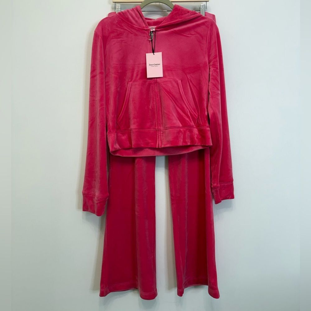 Juicy Couture Classic Bling Velour Tracksuit Set Pink Party Women’s Large NWT